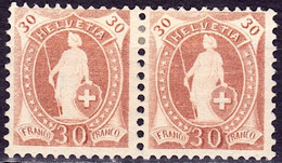 Schweiz Suisse 1905: HELVETIA 13 Zähne Dents WZ I Zu 88A Mi 76C Yv 95 (30c) * Mit Falz MLH (Zu CHF 16.00) - Ongebruikt