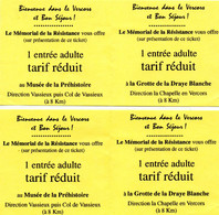 Tickets D' Entrée - Mémorial De La Résistance Dans Le Vercors - Tickets - Vouchers