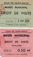 Tickets D' Entrée - Musée Municipal De Saint Malo - Eintrittskarten
