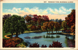 Illinois Waukegan Scene In Roosevelt Park 1939 Curteich - Waukegan