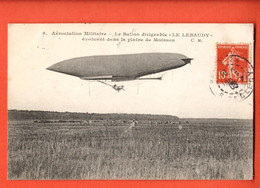 ZKG-04 Ballon Dirigeable Le Lebaudy Plaine De Moisson.  Circulé 1908 Vers Bienne Suisse - Zeppeline