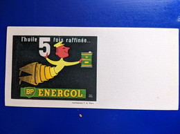 BUVARD PUBLICITAIRE  PETROELIER BP ENERGOL HUILE 5 FOIS RAFFINEE  HERVE MORVAN ILLUSTRATEUR - Transportmiddelen