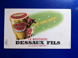 BUVARD PUBLICITAIRE  MOUTARDE DESSAUX ILLUSTRATEUR DEROUET FROMENTIER - Senape