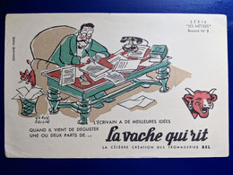 BUVARD PUBLICITAIRE  FROMAGE LA VACHE QUI RIT ILLUSTRATEUR  LUC HERVE BAILLE ECRIVAIN - Mostaza