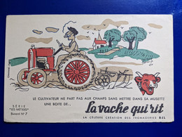 BUVARD PUBLICITAIRE  FROMAGE LA VACHE QUI RIT ILLUSTRATEUR HERVE BAILLE  TRACTEUR - Senf