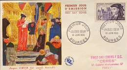 P) 1955 FRANCE, FDC, JACQUES COEUR STAMP, FOUNDER TRADE FRANCE, MEDITERRANEAN, XF - Autres & Non Classés