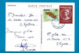 Zaïre Carte Postale Vanuit Ngaliema Naar Ligwola 1996 UNG - Used Stamps