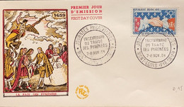 P) 1959 FRANCE, FDC, 300TH ANNIVERSARY OF THE TREATY OF THE PYRÉNÉES STAMP, THE PEACE, XF - Otros & Sin Clasificación