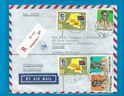 Zaïre Aangetekende Omslag Vanuit Kinshasa Naar Warminster (England) 1974 UNG - Oblitérés