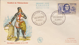 P) 1959 FRANCE, FDC, FAMOUS MEN VILLEHARDOUIN STAMP, NOBLEMAN AND CHRONICLER, XF - Other & Unclassified