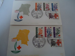 CONGO REPUBLIC 1963  2 FDC PLANTS RED CROSS - FDC