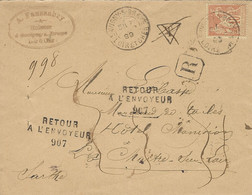 1899- Enveloppe RECC. De SAVIGNY-S-BRAYE ( Loir Et Cher ) Affr. N°94 + Retour à L'env. De La Châtre-sur-Loire - 1877-1920: Semi Modern Period