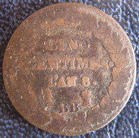 Cinq Centimes Dupré AN 8/5 BB Strasbourg, Référence Le Franc 55 - 5 Centimes