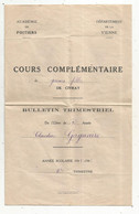 école, Bulletin 1945, Académie POITIERS, Vienne, Cours Complémentaire Jeunes Filles De CIVRAY,  Frais Fr 1.75 E - Zonder Classificatie