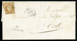 1849, Corse, 10c Oblitération Grille Sur Lettre Pour - 1849-1850 Ceres