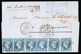 1860, Lettre De Bordeaux Pour Valparaiso (Chili), Affranchissement - 1853-1860 Napoléon III