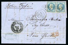 ÉTATS-UNIS, 1870, Lettre Pour New-York Affranchissement - 1863-1870 Napoléon III Con Laureles