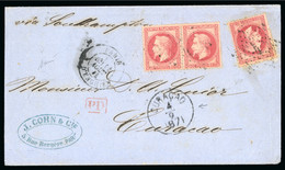 1871, Lettre De Paris Pour Curaçao (Indes Néerlandaises), - 1863-1870 Napoléon III Con Laureles