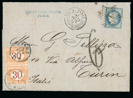 1871, Lettre De Paris Pour Turin (Italie) Affranchissement - 1870 Asedio De Paris