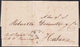 PREFI-782 CUBA ANTILLAS SPAIN 1840 STAMPLESS “YNDIAS. EMPRESA” MEXICO TO HABANA. - Préphilatélie