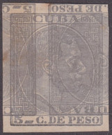 1884-270 CUBA SPAIN ALFONSO XII 1884 5c IMPERFORATED PROOF DOUBLE    ENGRAVING. - Prephilately