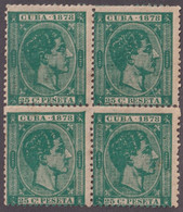 1878-161 CUBA SPAIN ALFONSO XII 1878 25c BLOCK4 ORIGINAL GUM. - Préphilatélie