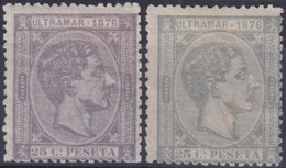 1876-165 CUBA SPAIN ALFONSO XII 1876 25c VIOLET + GREY COLOR. - Préphilatélie