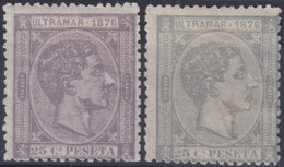 1876-165 CUBA SPAIN ALFONSO XII 1876 25c VIOLET + GREY COLOR. - Voorfilatelie