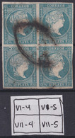 1857-364 CUBA ANTILLAS PUERTO RICO SPAIN ISABEL II 1857 1/2 R BLOCK 4 PLATE POSITION. - Prephilately