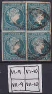 1857-363 CUBA ANTILLAS PUERTO RICO SPAIN ISABEL II 1857 1/2 R BLOCK 4 PLATE POSITION. - Voorfilatelie