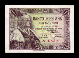 España Spain 1 Peseta Queen Isabel I Of Castille 1945 Pick 128 Sin Serie EBC XF - 1-2 Peseten