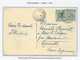 Algérie Tarifs Postaux - Carte - Lettres & Documents