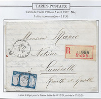 Algérie Tarifs Postaux - Lettre - Storia Postale