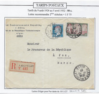 Algérie Tarifs Postaux - Devant De Lettre - Brieven En Documenten