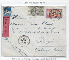 Algérie Tarifs Postaux - Lettre Pour Oubangui-Chari - Covers & Documents