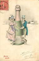Vienne Viennoise * CPA Illustrateur * Homme Femme Bouteille De Champagne Alcool * Bonne Année * Cochon Pig * 1907 - 1900-1949
