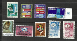 Nations Unies (N.Y) N°181, 186, 187, 215, 218, 220, 224, 257, 258 Cote 4.60€ - Usati