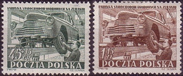 1952, Poland, Mi 787 - 788, Zeran, Industralization, Auto, Car Factory Tire I Issue Slania MNH** - Nuovi