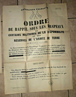 Affiche REPUBLIQUE FRANCAISE Ordre De Rappel SOUS LES DRAPEAUX 1945 Armée Terre - Sylvain Et Sylvette