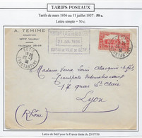 Algérie Tarifs Postaux - Lettre - Briefe U. Dokumente