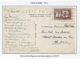 Algérie Tarifs Postaux - Carte - Brieven En Documenten