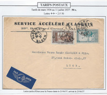 Algérie Tarifs Postaux - Lettre - Lettres & Documents