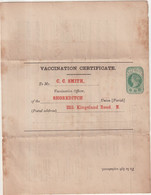 GRANDE - BRETAGNE : ENTIER POSTAL . PRIVE . " CERTIFICAT DE VACCINATION " . 1872 - Material Postal