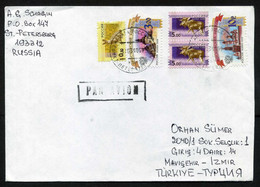 Russia St Petersburg 2010 Air Mail Cover Used To Turkey | Mi 1482, 1493, 1596, 1600, Hare, Moose, Fortresses Stronghold - Storia Postale