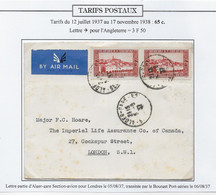 Algérie Tarifs Postaux - Lettre - Briefe U. Dokumente