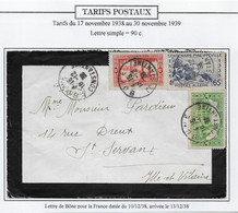 Algérie Tarifs Postaux - Lettre - Storia Postale