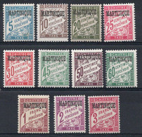 Martinique Timbre Taxe N°1* à 11* Neufs Charnières TB Cote : 84,00 € - Postage Due