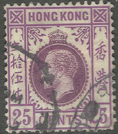 Hong Kong. 1921-37 KGV. 25c Used. Mult Script CA W/M SG 126 - Oblitérés