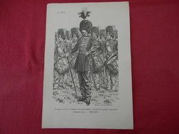 Planche Provenant De La Giberne. Tambour-Major Et Tambours Des Grenadiers (1860-1870). Dessin De J. Hilpert. - Historische Dokumente