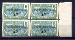 RC 21714 MOYEN CONGO FISCAUX 36c SUR 5c DROIT DE TIMBRE SPECIAL BLOC DE 4 BORD DE FEUILLE NEUF ** MNH TB - Ongebruikt